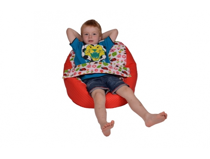 Pelíšek pro miminko, relaxační vak BERUŠKA červená, slouží jako sedací vak