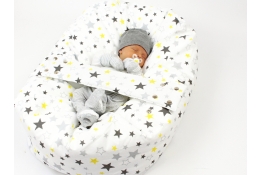 Pelíšek pro miminka, kojenecký relaxační polštář HVĚZDY ŽLUTÉ