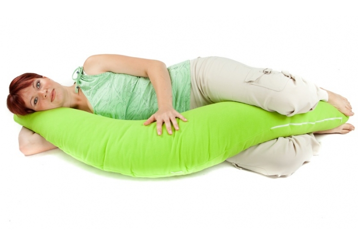 Těhotenský a kojicí polštář Matýsek, zelený fleece, pomocník již od II. trimestru těhotenství