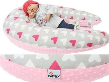 Těhotenský a kojicí polštář Maxi SRDCE RŮŽOVÉ minky colormix 205cm