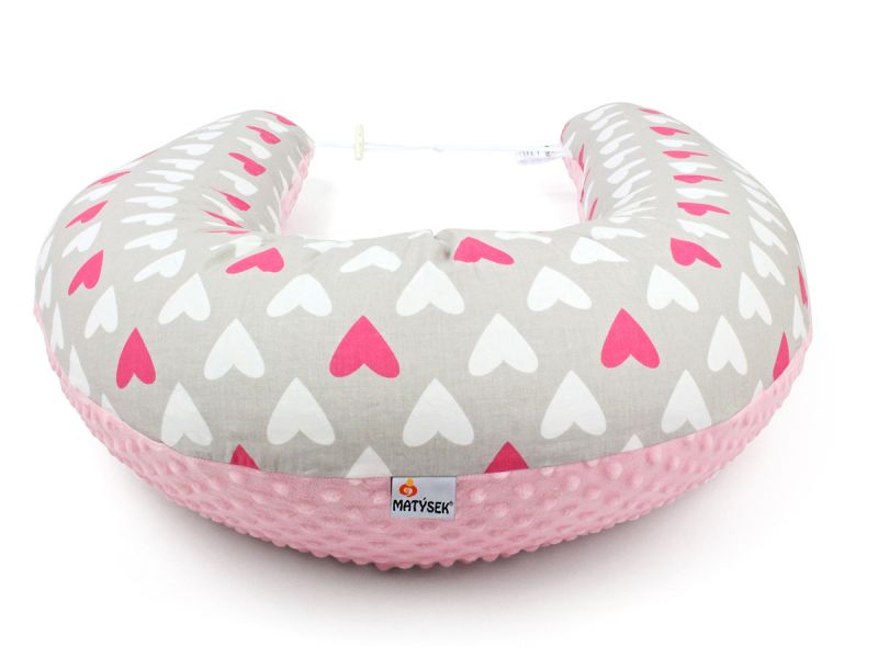 Těhotenský a kojicí polštář Maxi SRDCE RŮŽOVÉ minky colormix 205cm obrázek 2342