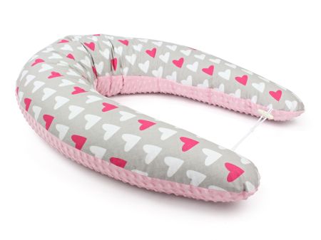 Těhotenský a kojicí polštář Maxi SRDCE RŮŽOVÉ minky colormix 205cm