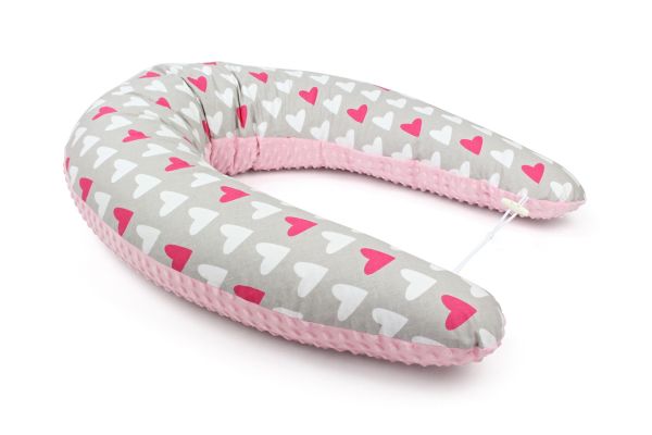 Těhotenský a kojicí polštář Maxi SRDCE RŮŽOVÉ minky colormix 205cm obrázek 1