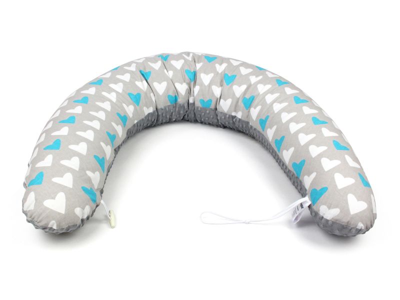 Těhotenský a kojicí polštář Maxi SRDCE MODRÉ minky colormix 205cm obrázek 2337