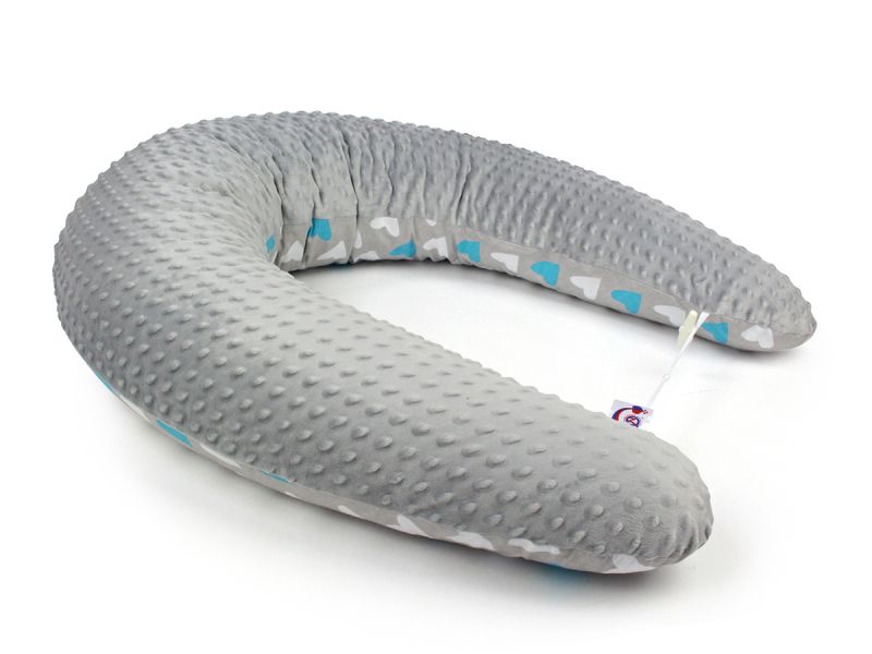 Těhotenský a kojicí polštář Maxi SRDCE MODRÉ minky colormix 205cm obrázek 2338