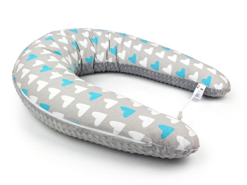 Těhotenský a kojicí polštář Maxi SRDCE MODRÉ minky colormix 205cm obrázek 2339