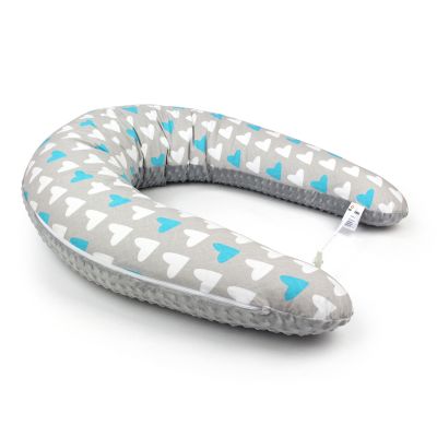 Těhotenský a kojicí polštář Maxi SRDCE MODRÉ minky colormix 205cm obrázek 2339