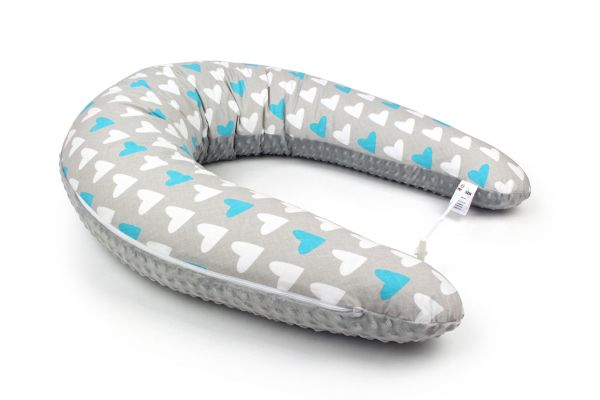 Těhotenský a kojicí polštář Maxi SRDCE MODRÉ minky colormix 205cm obrázek 1