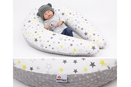 Těhotenský a kojicí polštář Maxi HVĚZDY ŽLUTÉ minky colormix 205cm